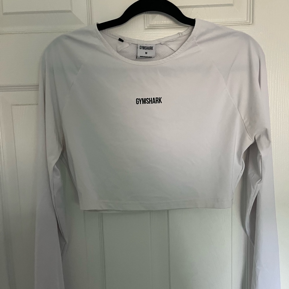 Gymshark Women's Light Gray Long Sleeve Crop Top